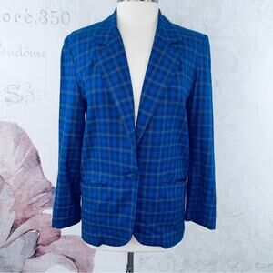 Christy Girl Vintage Plaid Blazer Size 4 Blue Soft